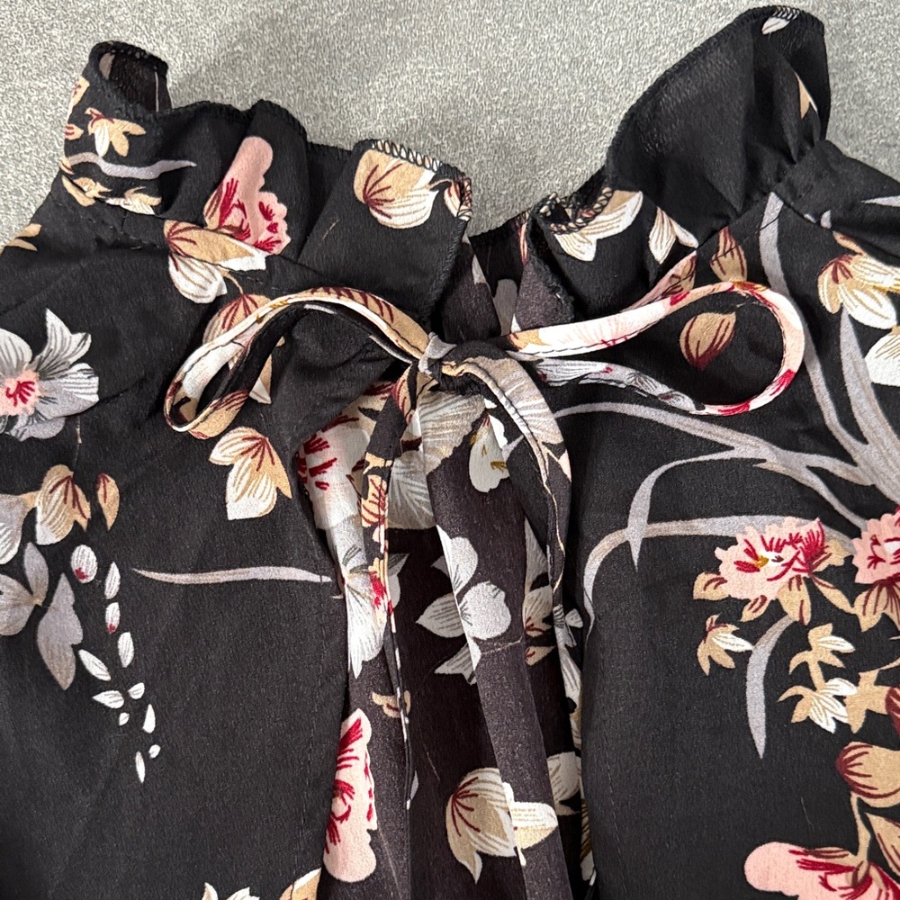 SHEIN Black Floral Print Dress S